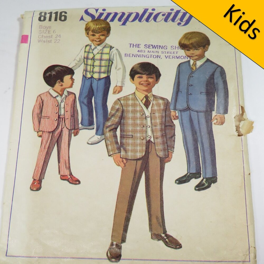 simplicity 8116 boy/kid jacket, pants, reversible vest Formal Wedding